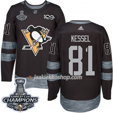 Miehille NHL Pittsburgh Penguins Pelipaita Phil Kessel 81 1917-2017 100th Anniversary Adidas Musta 2017 Stanley Cup Champions Authentic